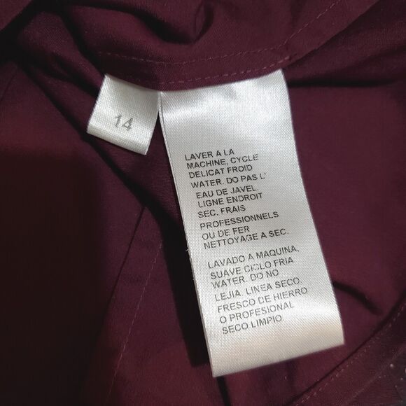 Doncaster Button Up Blouse Womens 14 Burgundy Top Stretch Long Sleeve Business - Picture 11 of 11
